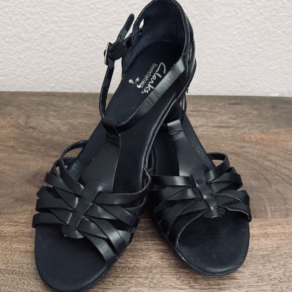 Clarks Bendables Black Sandals 9
